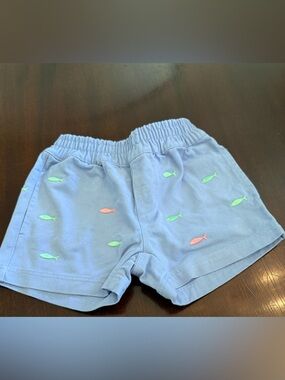 The Beaufort Bonnet Company Light Blue Shorts with Fish Embroidery